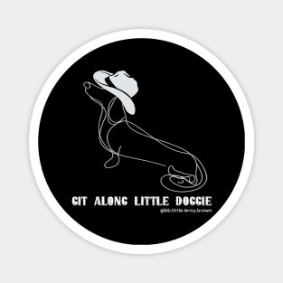 Git A Long Little Doggie (WHITE) Single Line Art Design Magnet